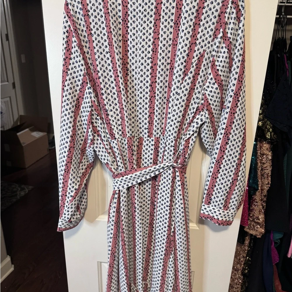 Lane Bryant- Women’s Plus Size Button Front Pink and White Long Sleeve Dress 22W - Picture 9 of 13
